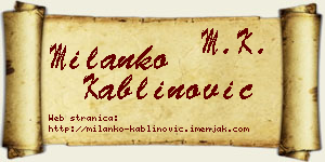Milanko Kablinović vizit kartica